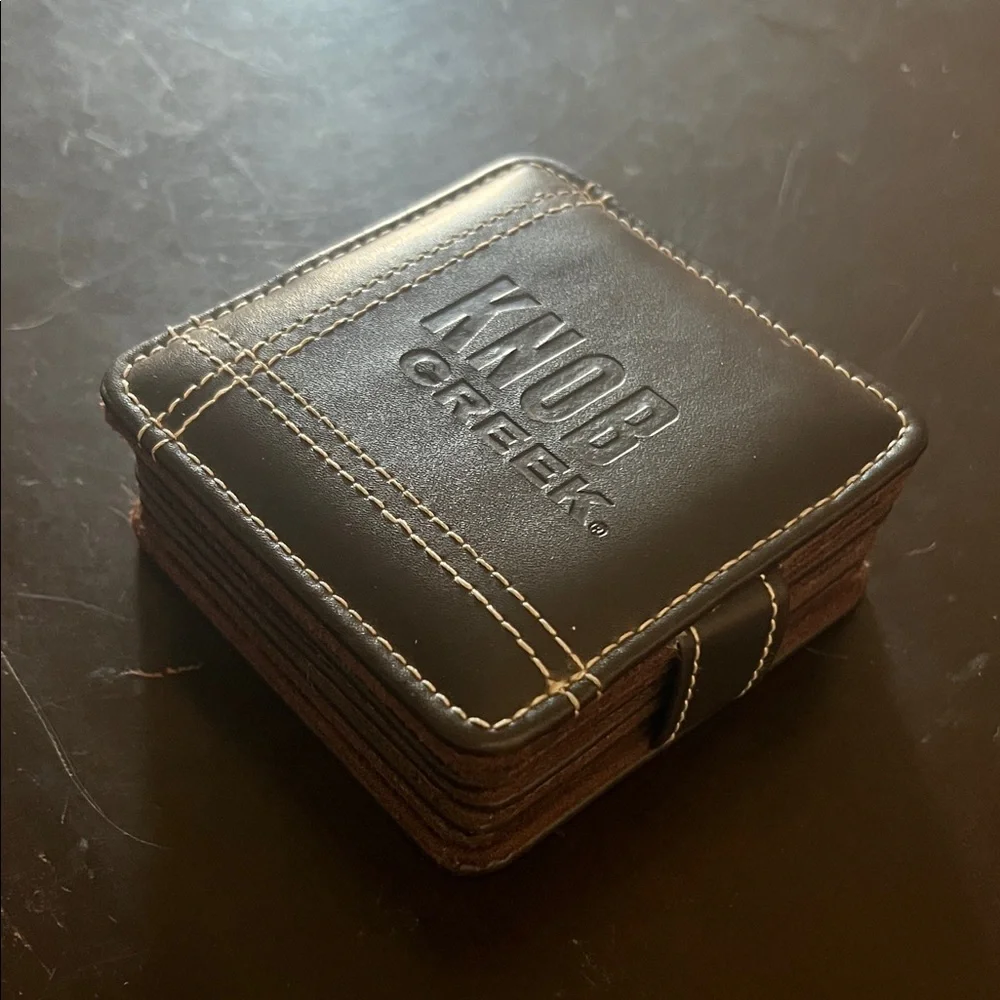 Brown Leather coaster set